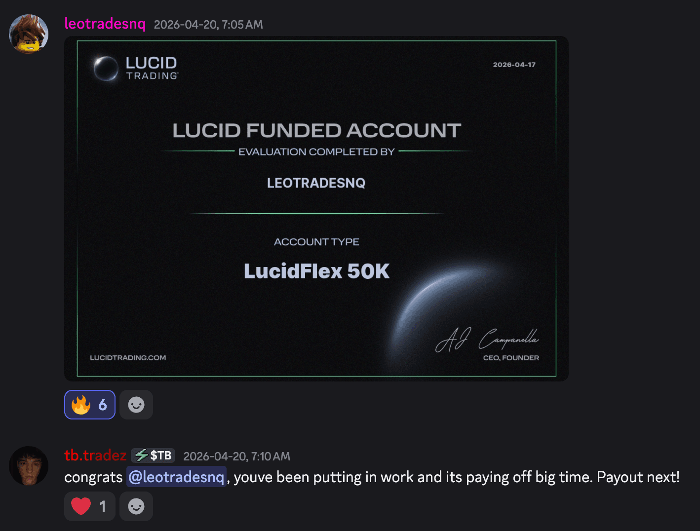 TB Trading Discord community screenshot